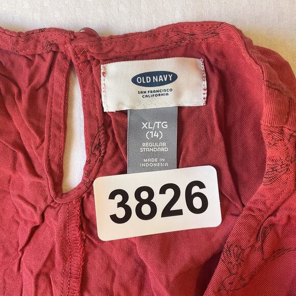 Old Navy Youth GirlDress XL (14) Red Animal Print Fit & Flare Birds Short Sleeve - Picture 2 of 10